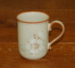 Denby Daybreak (Newer colour - browner rim) Straight Mug - ? shaped handle